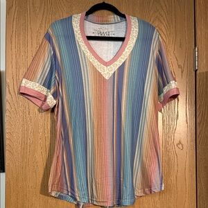 Crazy Train Pastel Serape V-Neck Women's Tee